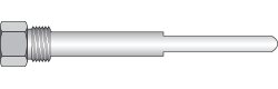 Threaded thermowell showing a stepped sheath